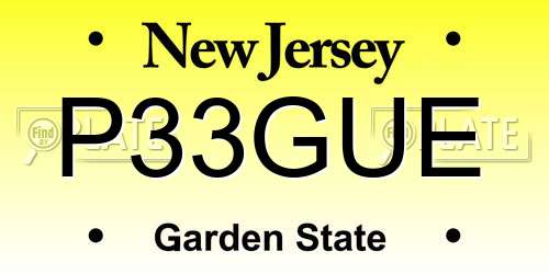 P33GUE New Jersey License Plate
