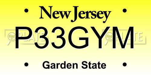 P33GYM New Jersey License Plate