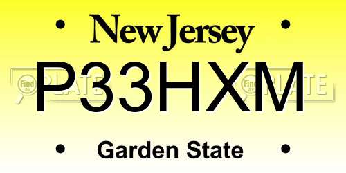 P33HXM New Jersey License Plate