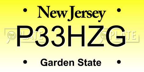 P33HZG New Jersey License Plate