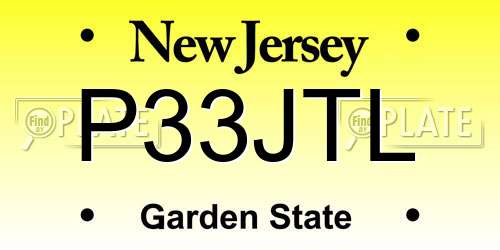 P33JTL New Jersey License Plate