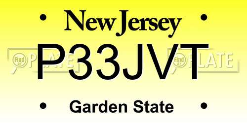 P33JVT New Jersey License Plate