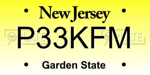 P33KFM New Jersey License Plate