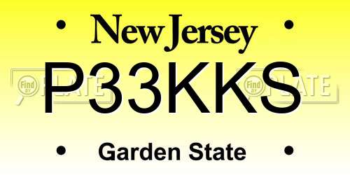 P33KKS New Jersey License Plate