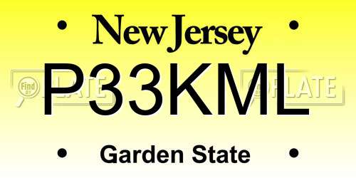 P33KML New Jersey License Plate