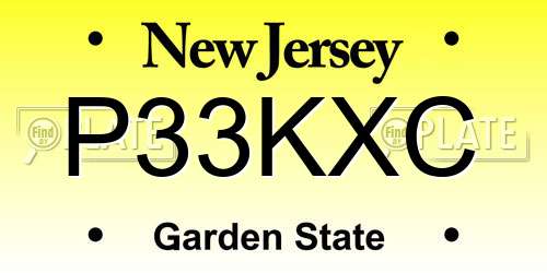 P33KXC New Jersey License Plate