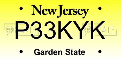 P33KYK New Jersey License Plate