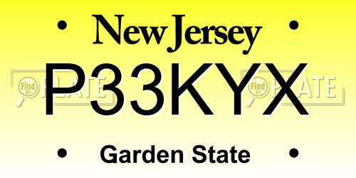 P33KYX New Jersey License Plate