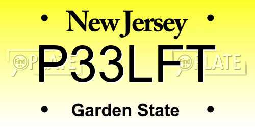 P33LFT New Jersey License Plate