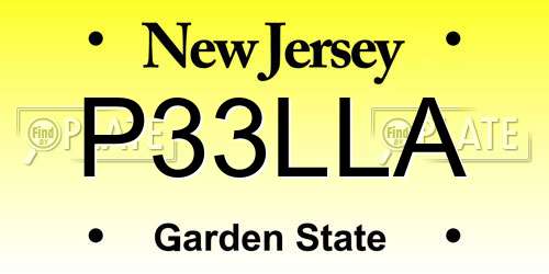 P33LLA New Jersey License Plate