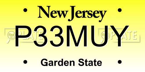 P33MUY New Jersey License Plate