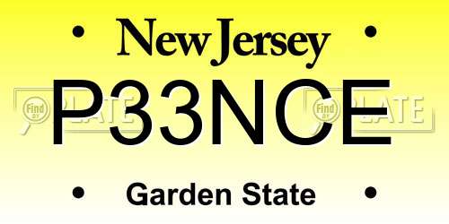P33NCE New Jersey License Plate