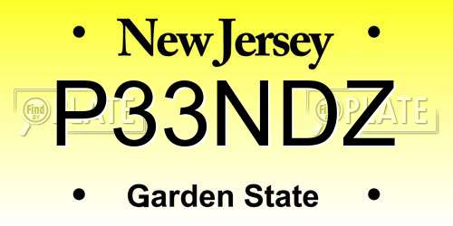 P33NDZ New Jersey License Plate