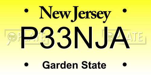P33NJA New Jersey License Plate