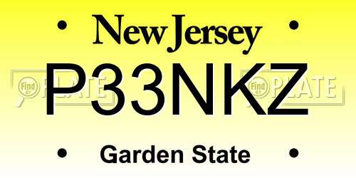 P33NKZ New Jersey License Plate