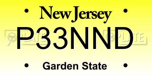 P33NND New Jersey License Plate