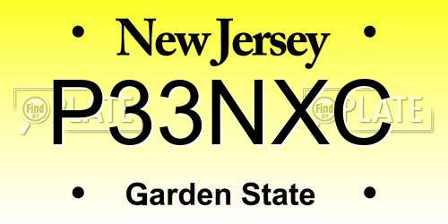 P33NXC New Jersey License Plate