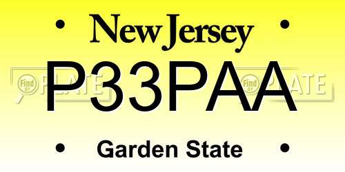 P33PAA New Jersey License Plate