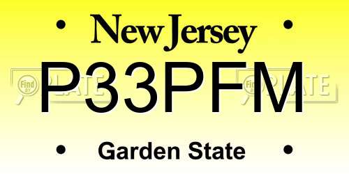 P33PFM New Jersey License Plate