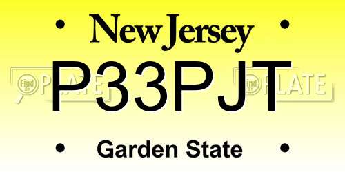 P33PJT New Jersey License Plate