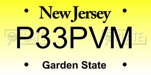 P33PVM New Jersey License Plate