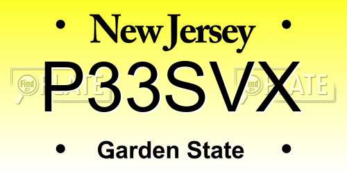 P33SVX New Jersey License Plate