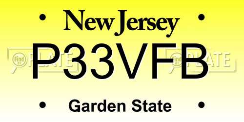 P33VFB New Jersey License Plate