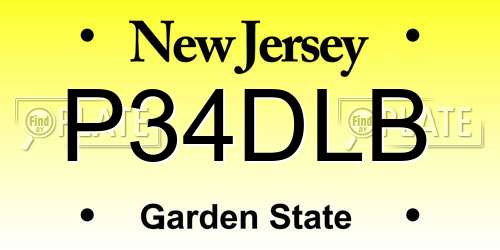 P34DLB New Jersey License Plate