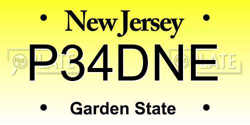 P34DNE New Jersey License Plate