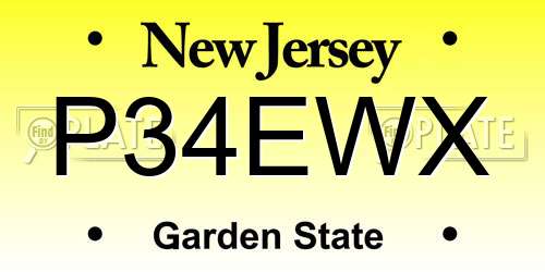 P34EWX New Jersey License Plate