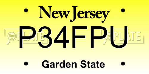 P34FPU New Jersey License Plate
