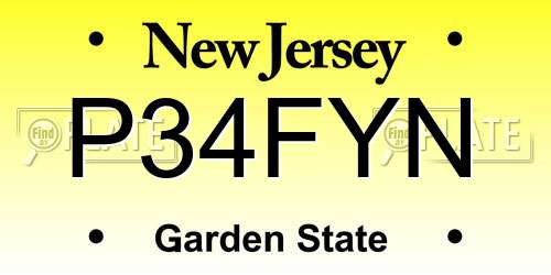 P34FYN New Jersey License Plate
