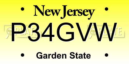 P34GVW New Jersey License Plate