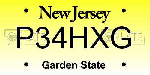 P34HXG New Jersey License Plate
