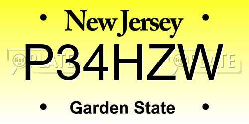 P34HZW New Jersey License Plate