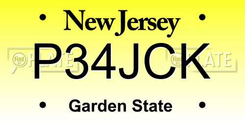P34JCK New Jersey License Plate