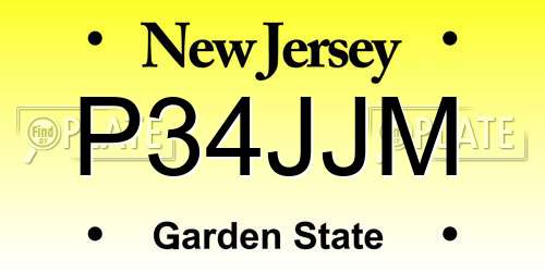 P34JJM New Jersey License Plate