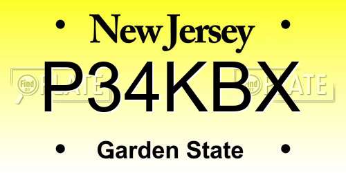 P34KBX New Jersey License Plate