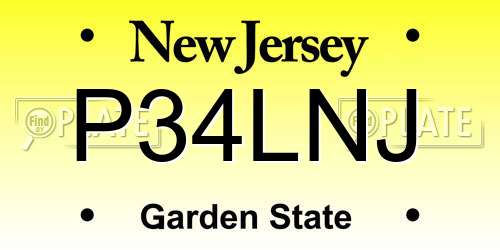 P34LNJ New Jersey License Plate