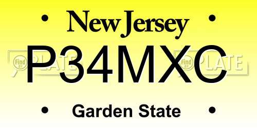 P34MXC New Jersey License Plate