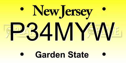 P34MYW New Jersey License Plate