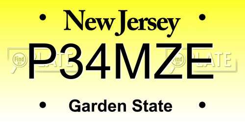 P34MZE New Jersey License Plate