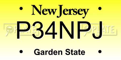 P34NPJ New Jersey License Plate