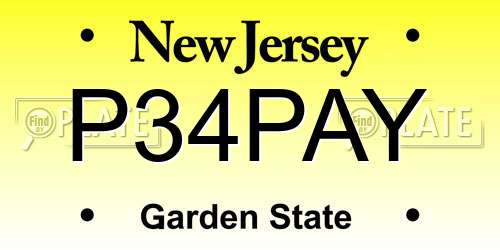 P34PAY New Jersey License Plate