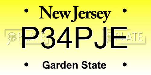 P34PJE New Jersey License Plate