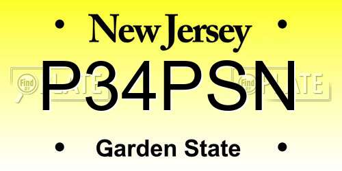P34PSN New Jersey License Plate