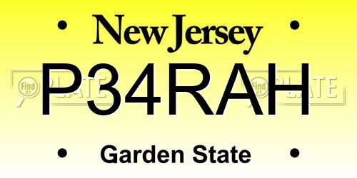 P34RAH New Jersey License Plate