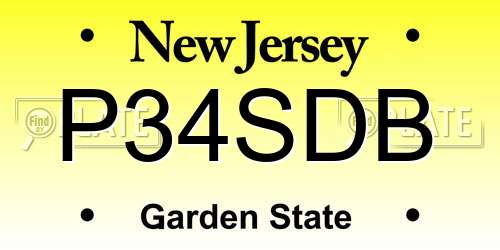 P34SDB New Jersey License Plate
