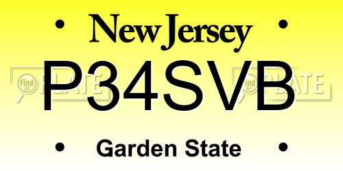 P34SVB New Jersey License Plate