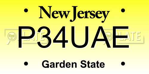 P34UAE New Jersey License Plate